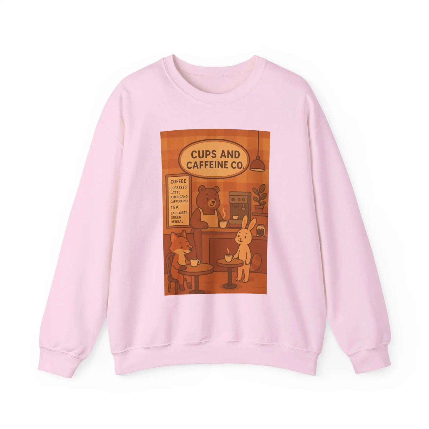 Coffee Shop Unisex Crewneck Sweatshirt | Cozy Gift for Baristas, Cute Animal Print, Fall Apparel Printify