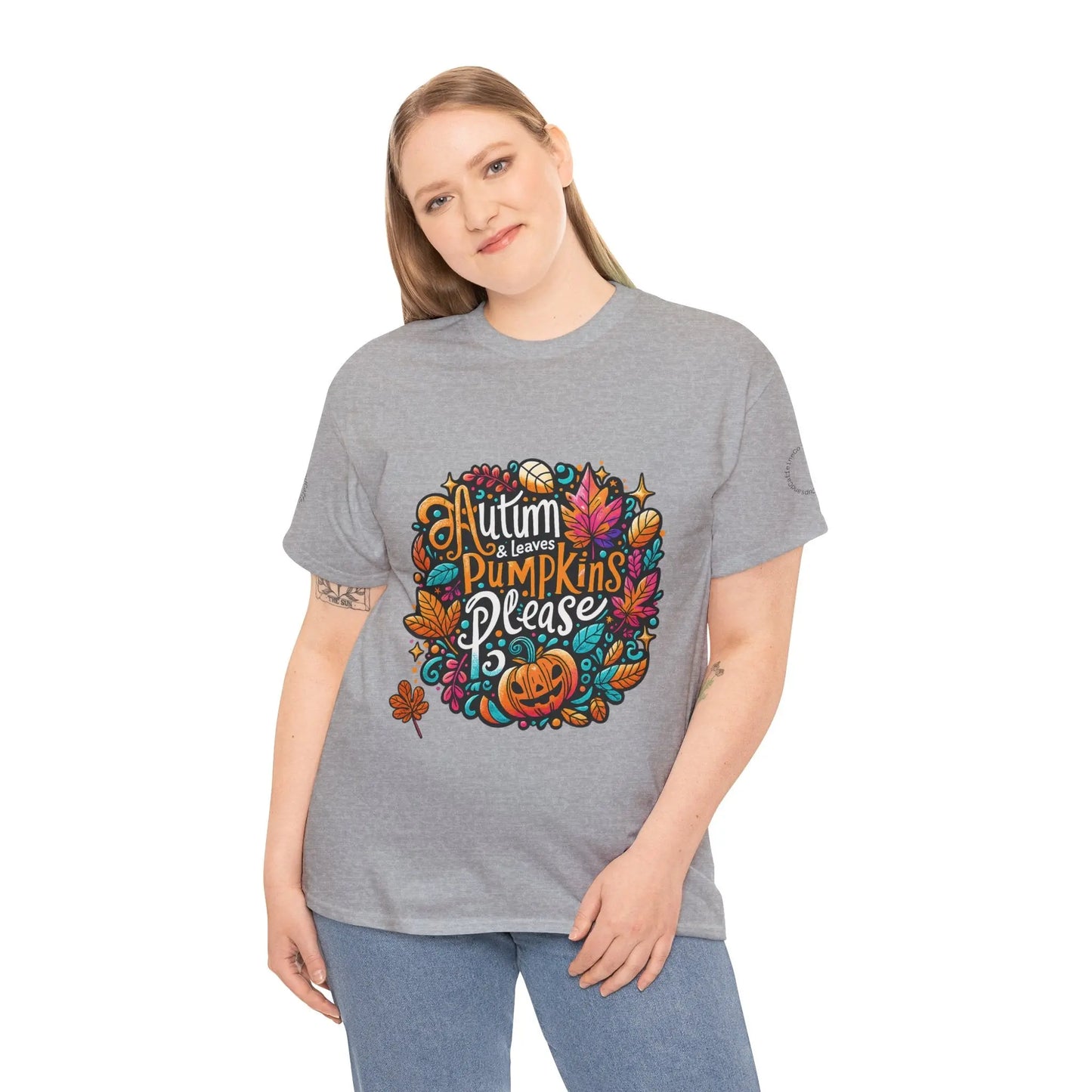 Autumn Leaves & Pumpkins Please Tee - Cups and Caffeine Co.