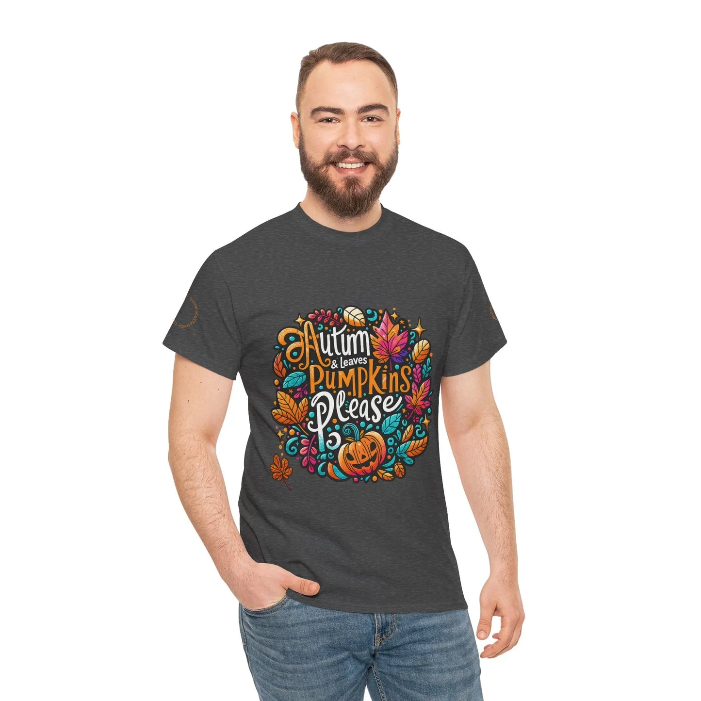 Autumn Leaves & Pumpkins Please Tee - Cups and Caffeine Co.