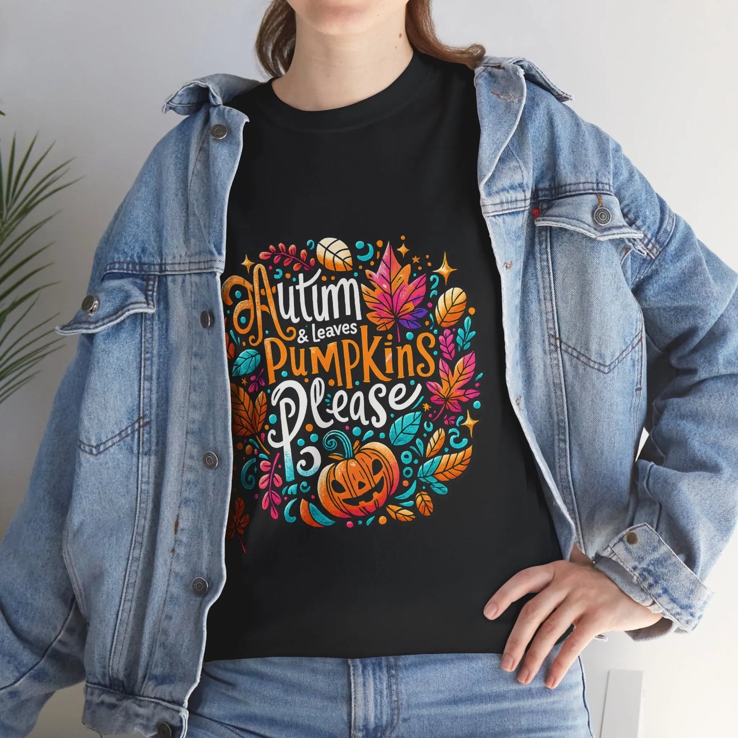 Autumn Leaves & Pumpkins Please Tee - Cups and Caffeine Co.