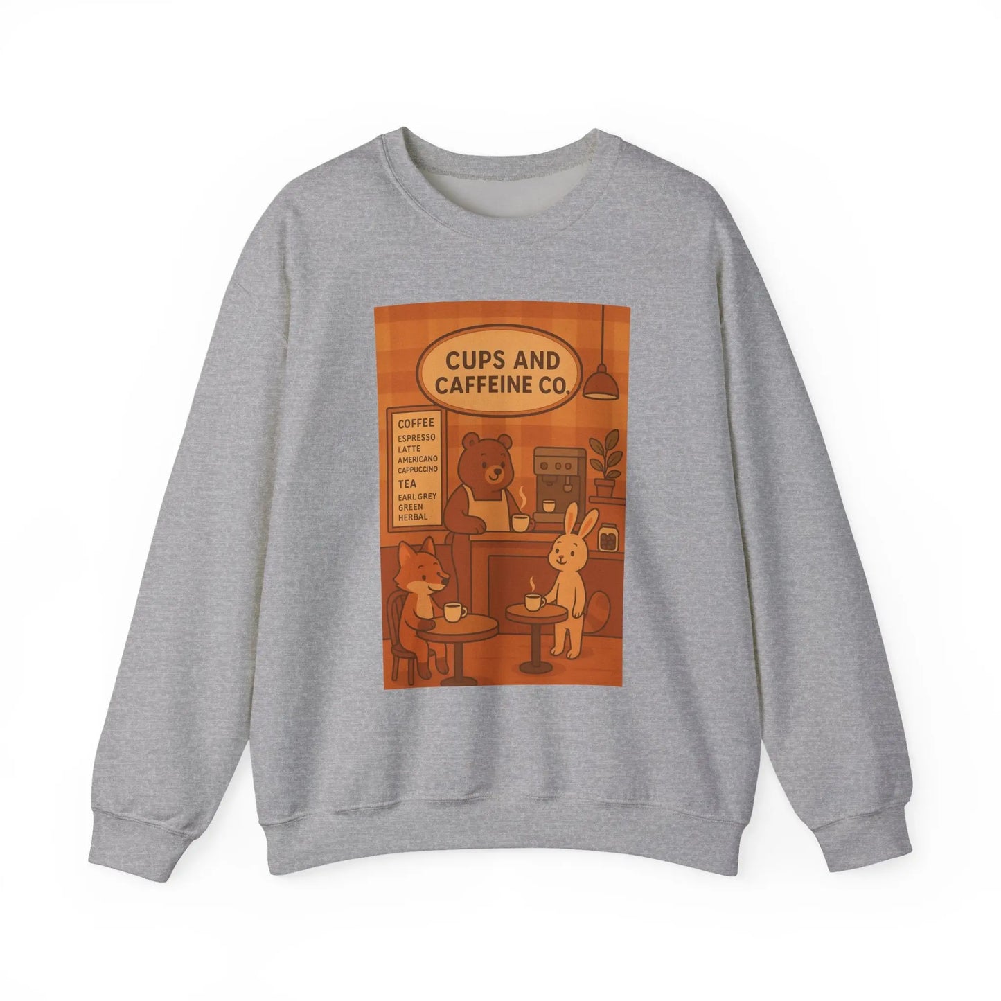 Coffee Shop Unisex Crewneck Sweatshirt | Cozy Gift for Baristas, Cute Animal Print, Fall Apparel Printify