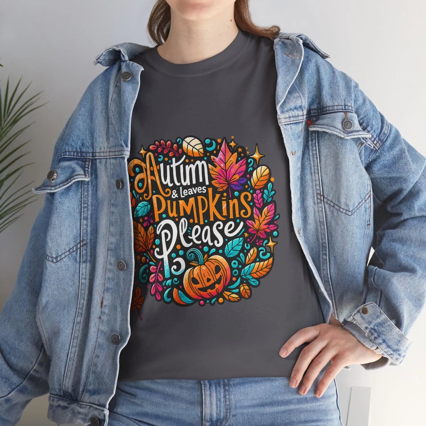 Autumn Leaves & Pumpkins Please Tee - Cups and Caffeine Co.