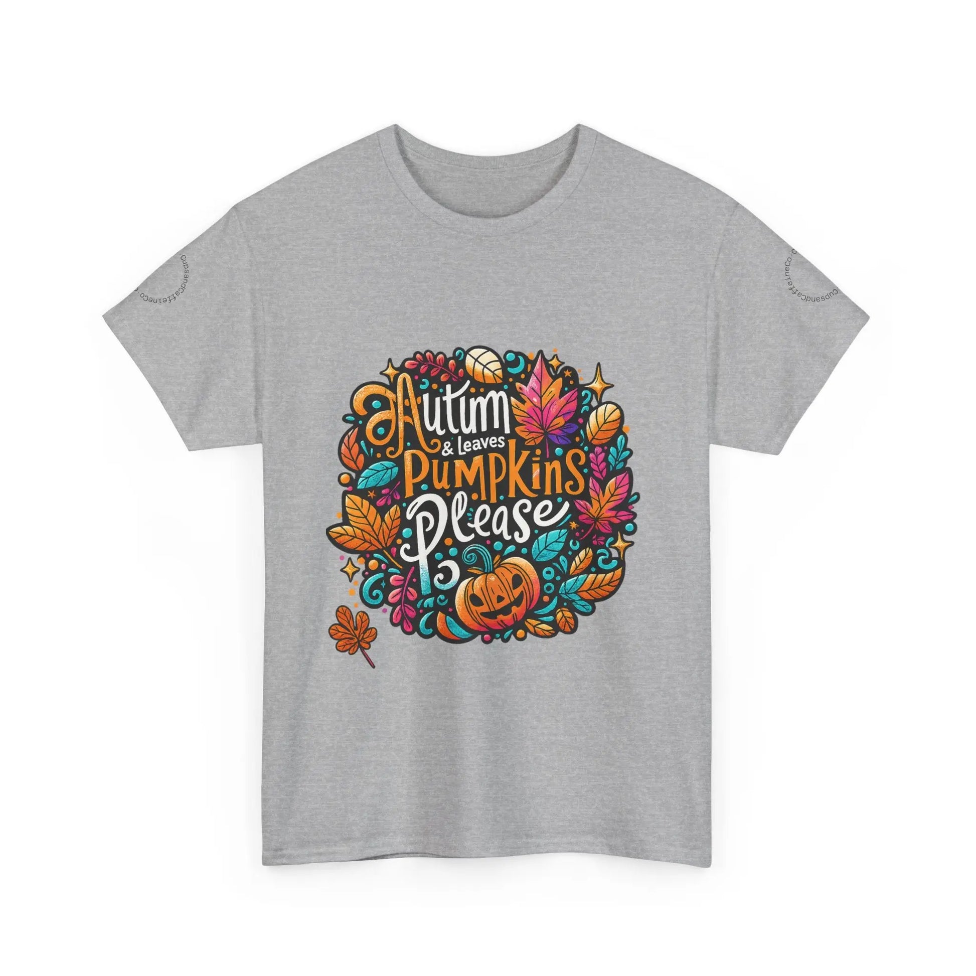 Autumn Leaves & Pumpkins Please Tee - Cups and Caffeine Co.