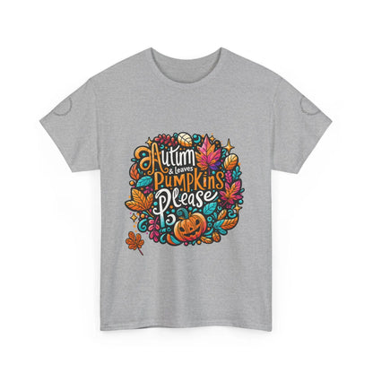 Autumn Leaves & Pumpkins Please Tee - Cups and Caffeine Co.