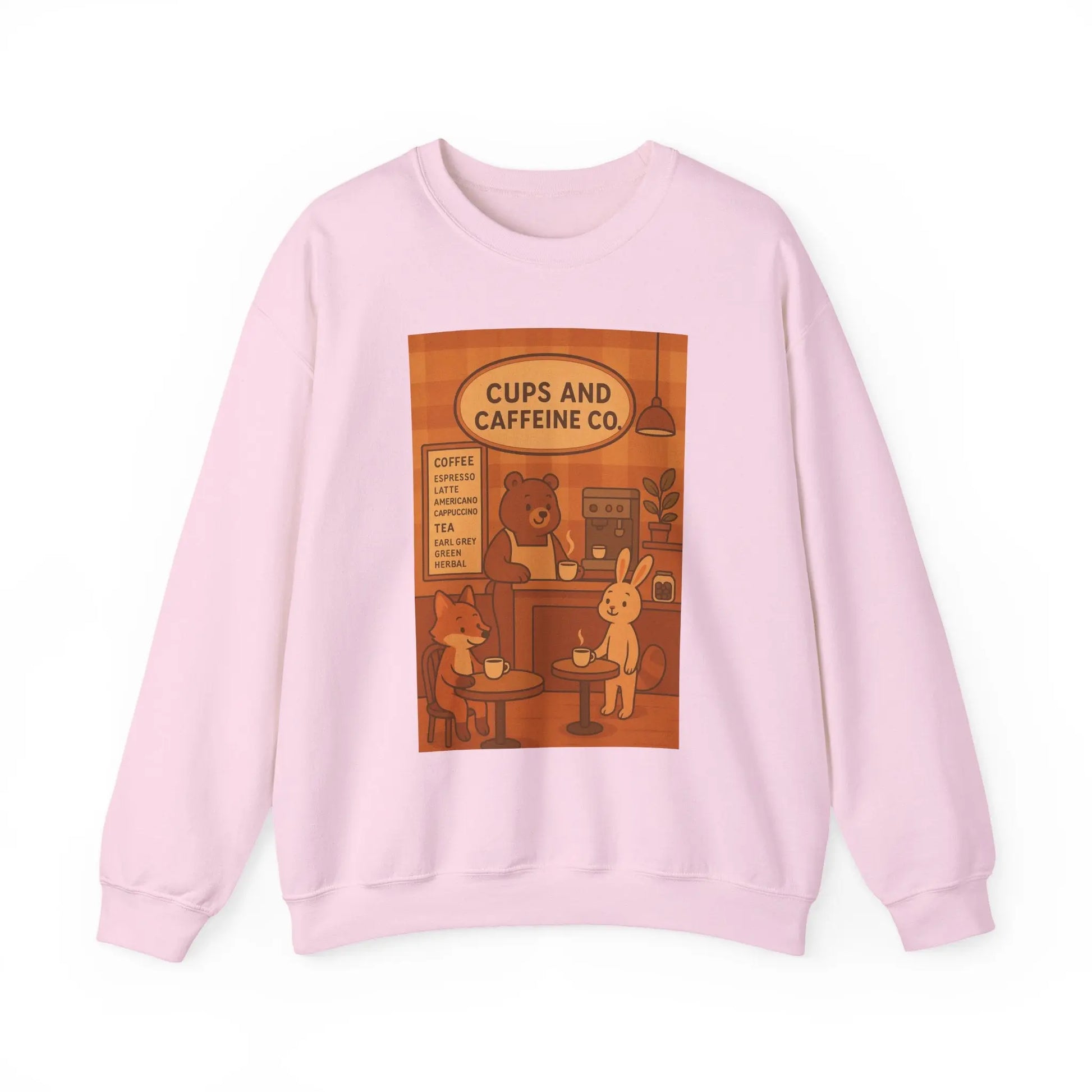 Coffee Shop Unisex Crewneck Sweatshirt | Cozy Gift for Baristas, Cute Animal Print, Fall Apparel Printify