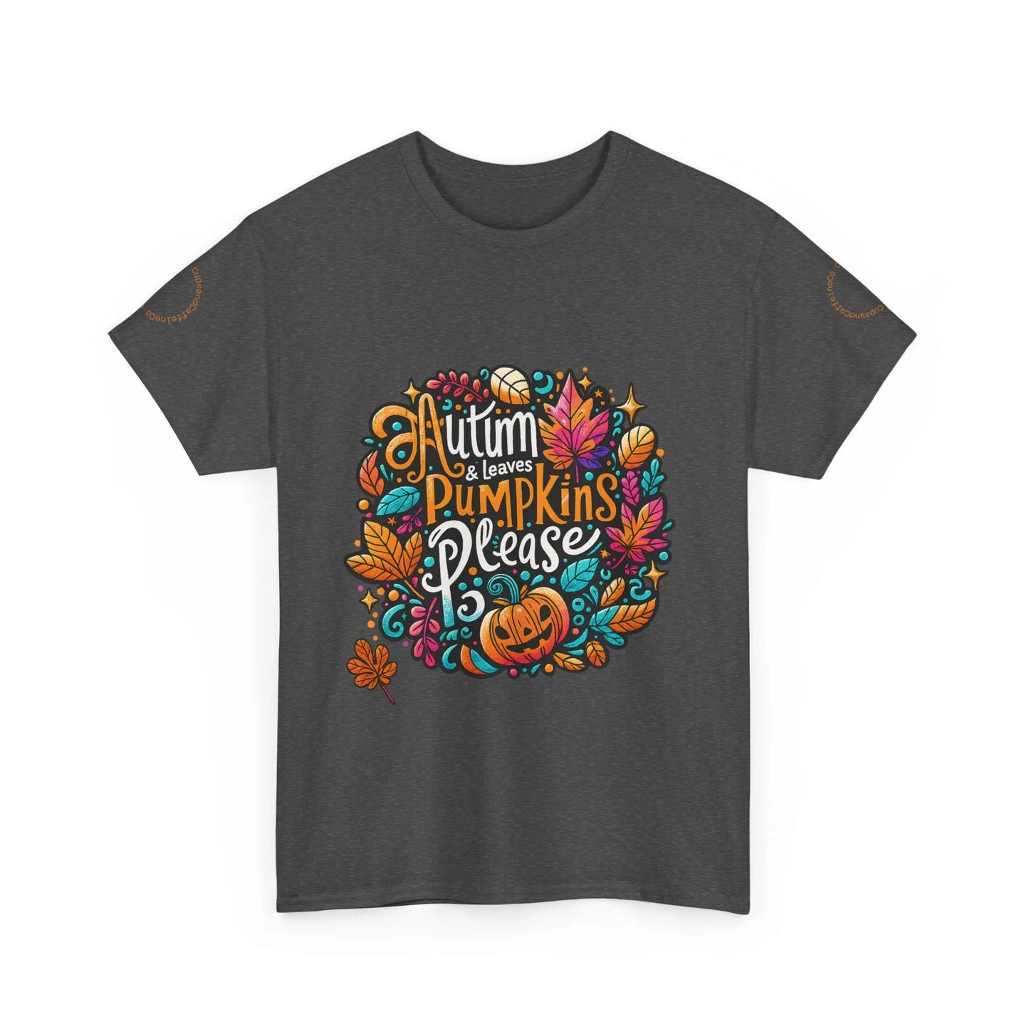 Autumn Leaves & Pumpkins Please Tee - Cups and Caffeine Co.