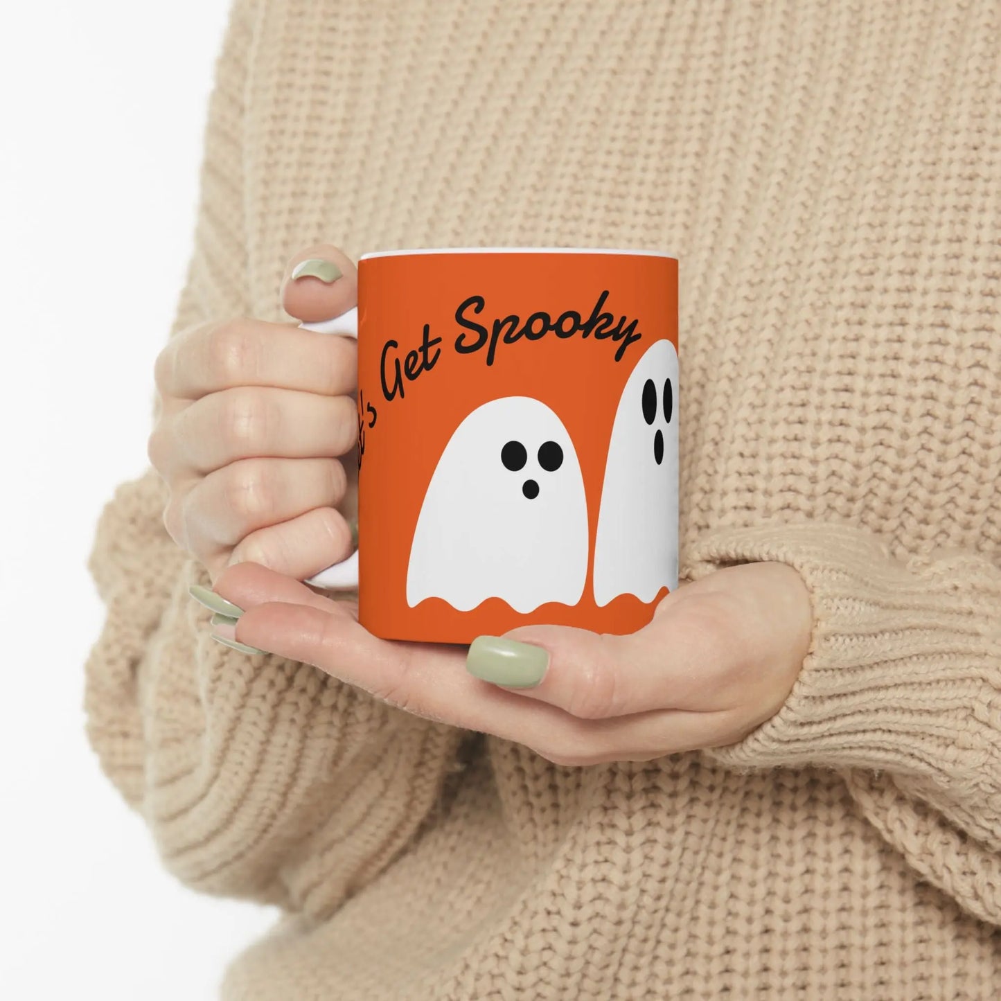 Let's Get Spooky White Version - Cute Halloween Mug 11/15oz - Cups and Caffeine Co.