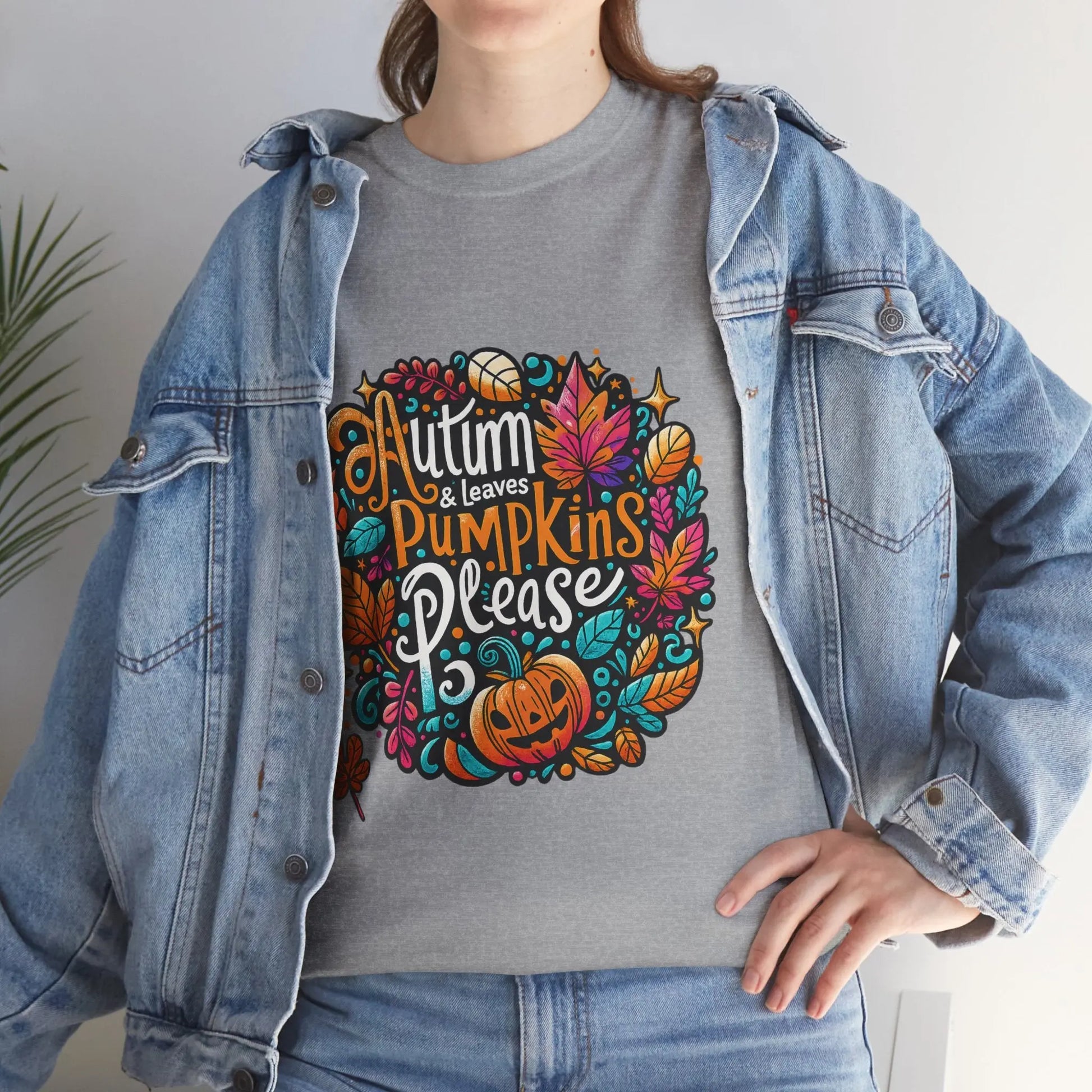 Autumn Leaves & Pumpkins Please Tee - Cups and Caffeine Co.