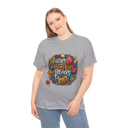 Autumn Leaves & Pumpkins Please Tee - Cups and Caffeine Co.