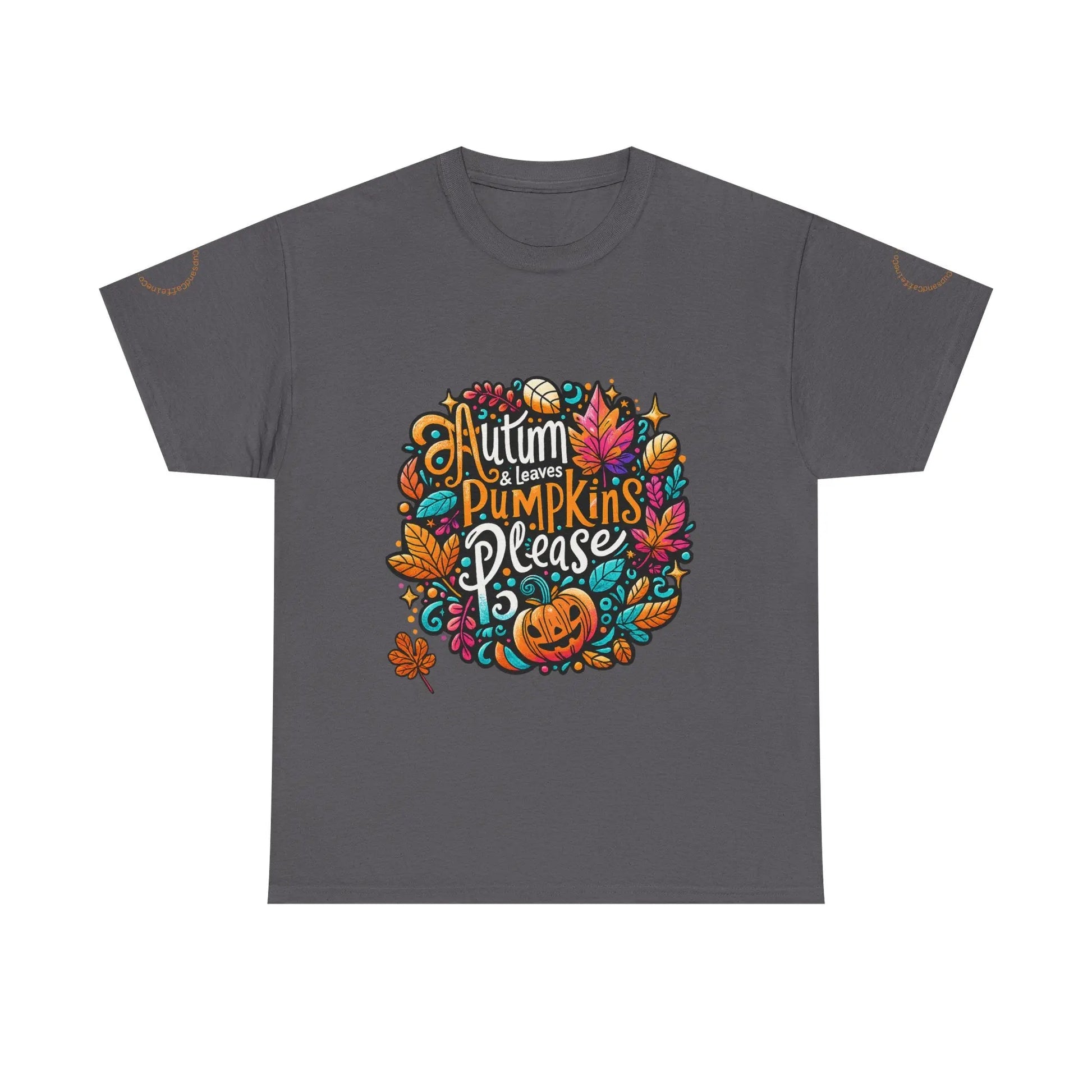 Autumn Leaves & Pumpkins Please Tee - Cups and Caffeine Co.