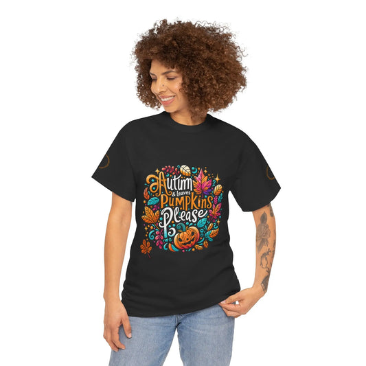 Autumn Leaves & Pumpkins Please Tee - Cups and Caffeine Co.