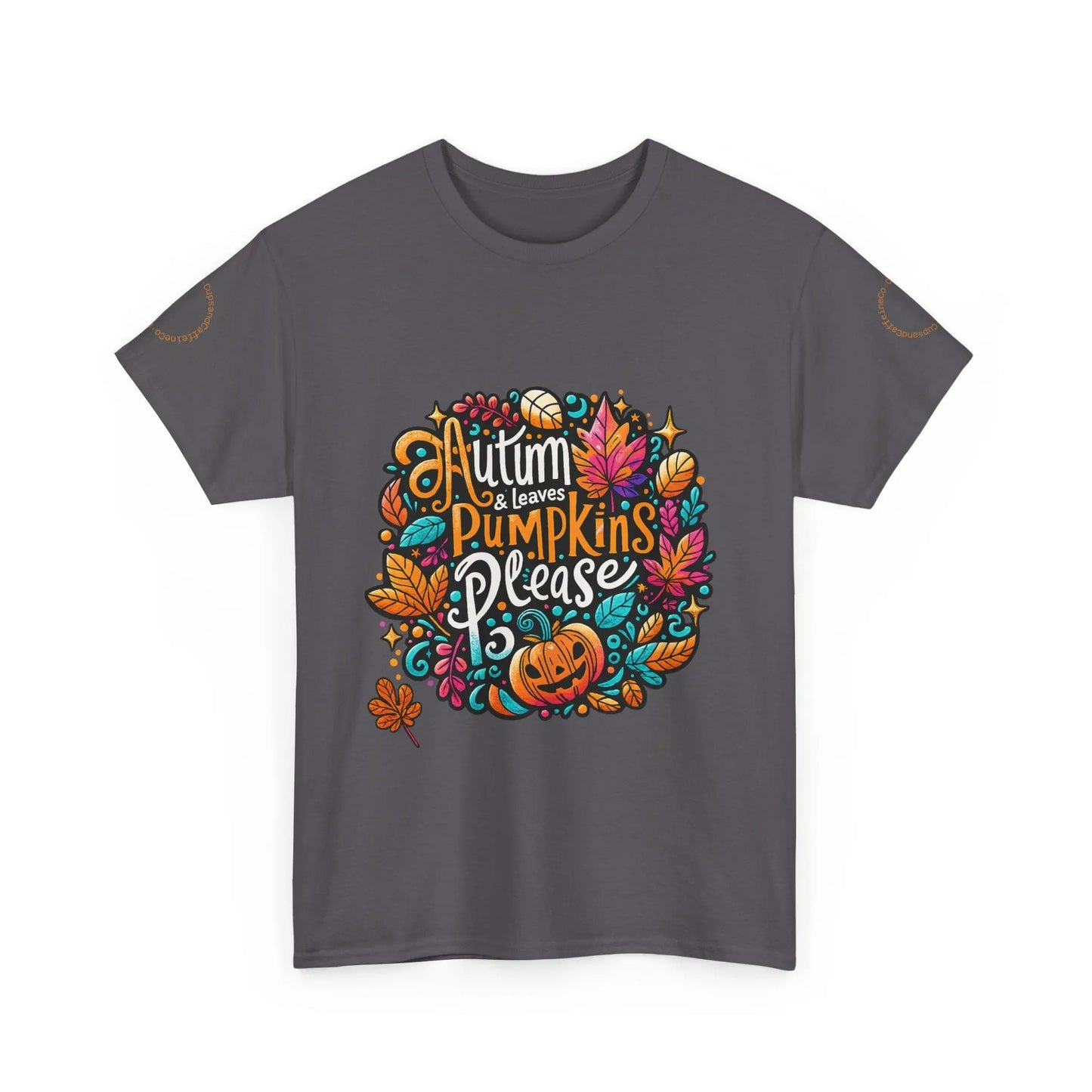 Autumn Leaves & Pumpkins Please Tee - Cups and Caffeine Co.