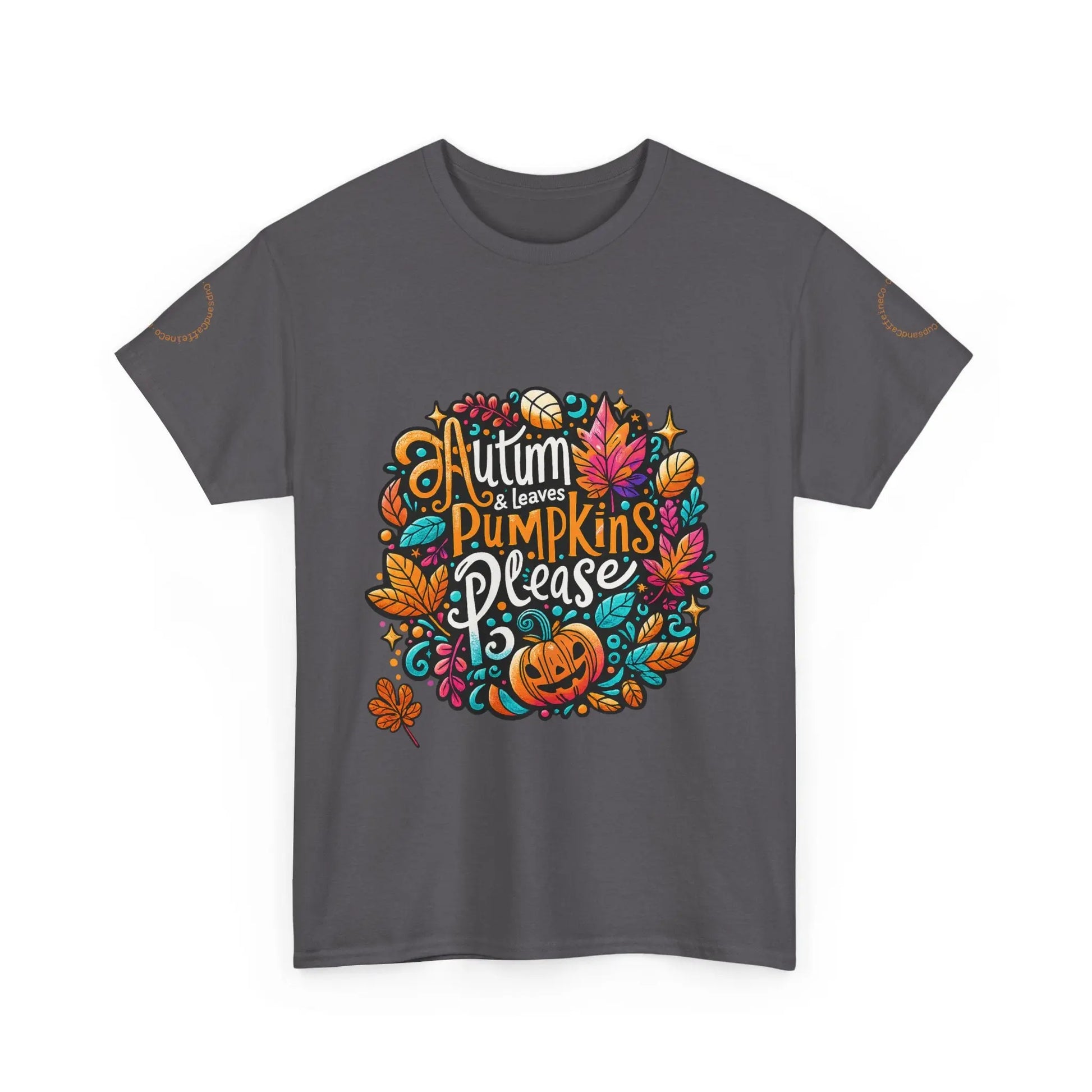 Autumn Leaves & Pumpkins Please Tee - Cups and Caffeine Co.