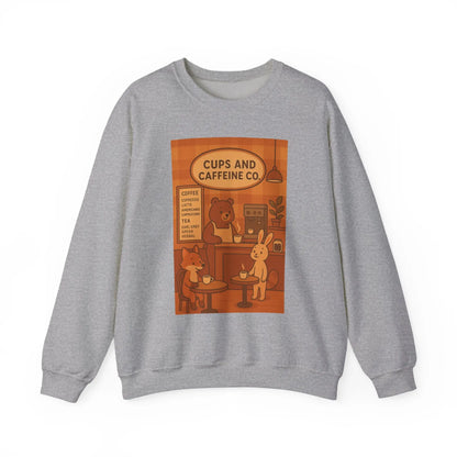 Coffee Shop Unisex Crewneck Sweatshirt | Cozy Gift for Baristas, Cute Animal Print, Fall Apparel Printify