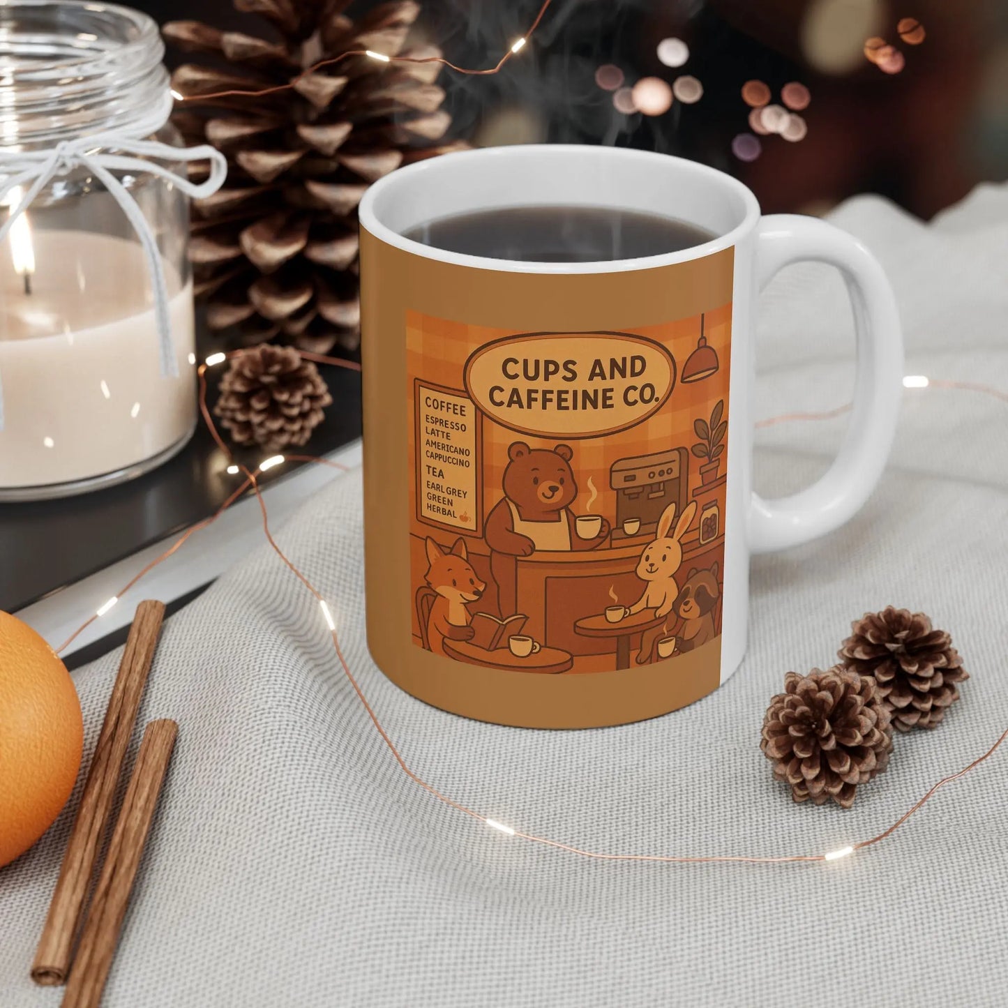 Cozy Animal-Coffee Shop Mug | Cute Coffee Cup for Animal Lovers, Gift for Friends, Tea Mug, Home Decor, Kitchenware