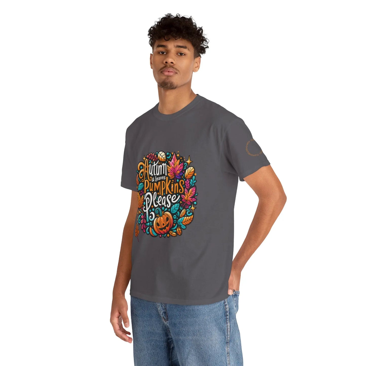 Autumn Leaves & Pumpkins Please Tee - Cups and Caffeine Co.