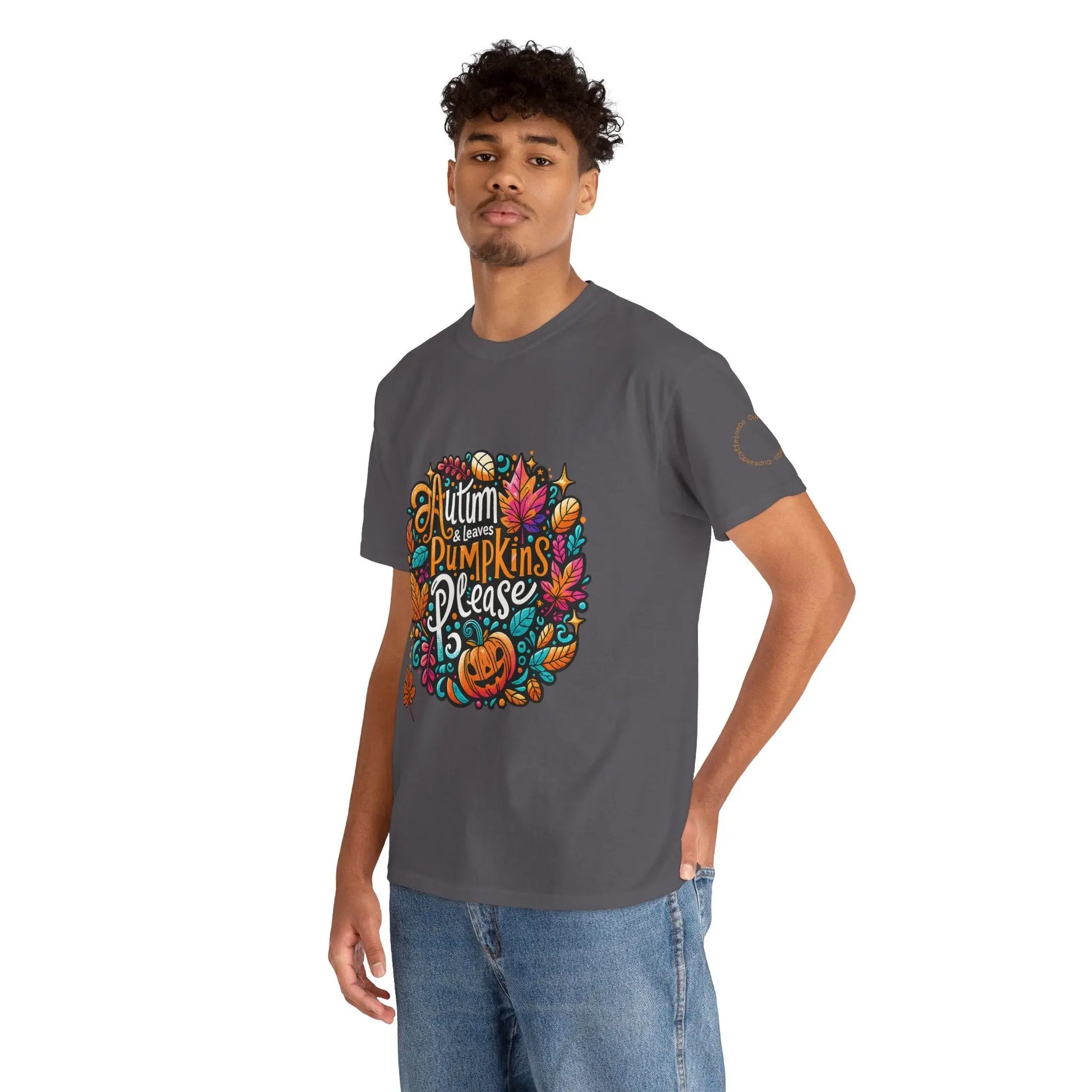 Autumn Leaves & Pumpkins Please Tee - Cups and Caffeine Co.