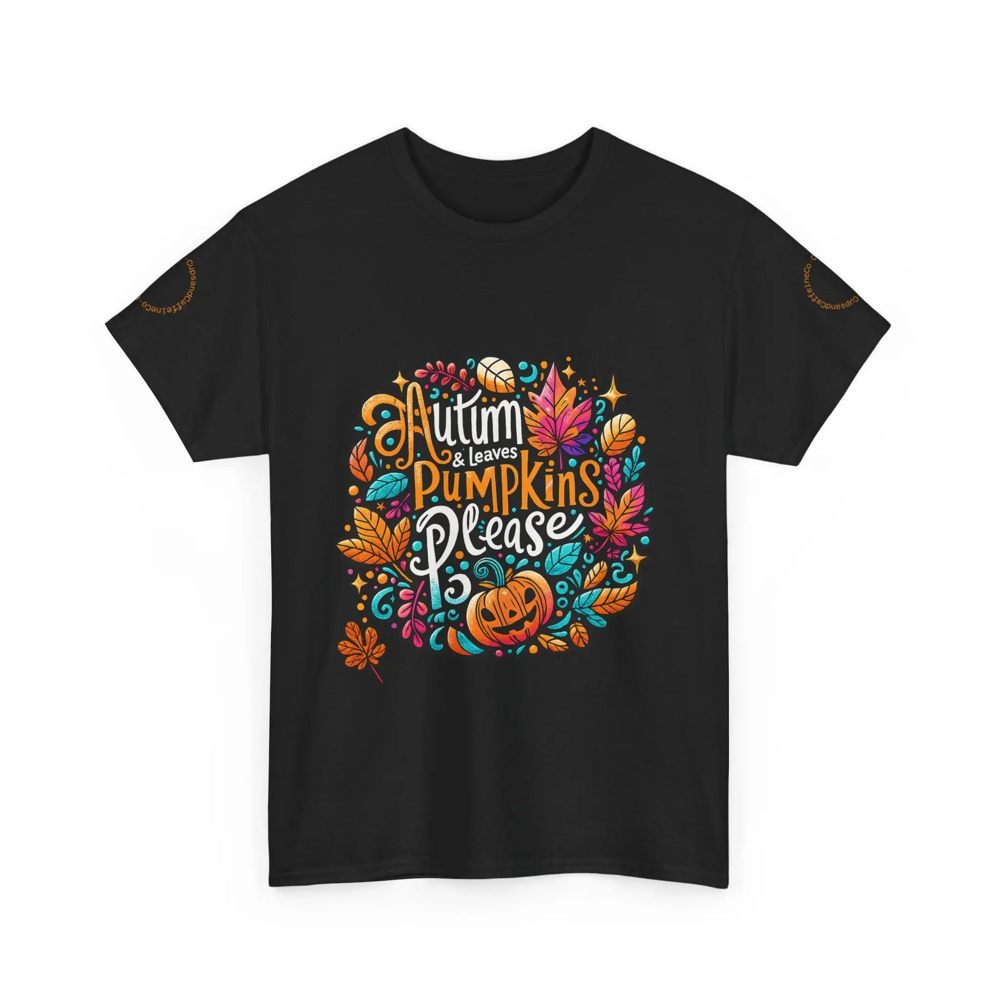 Autumn Leaves & Pumpkins Please Tee - Cups and Caffeine Co.
