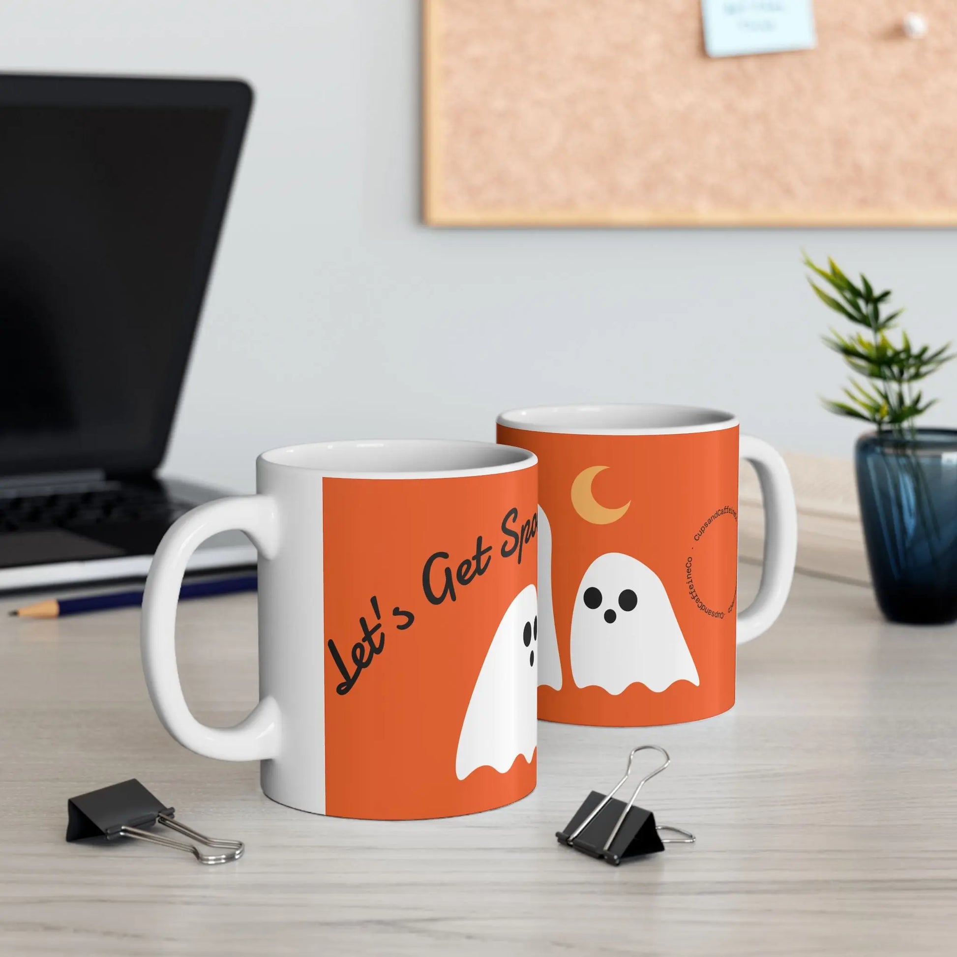 Let's Get Spooky White Version - Cute Halloween Mug 11/15oz - Cups and Caffeine Co.