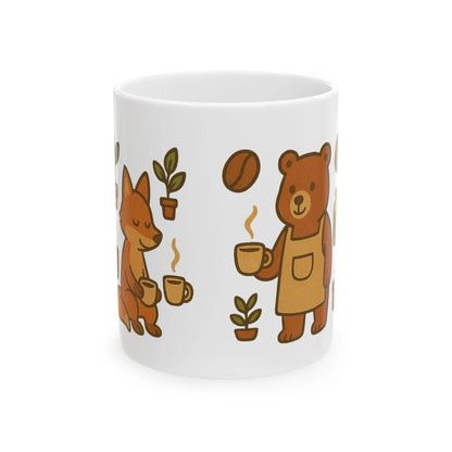 Cute Animal Coffee Mug - Bear and Fox design