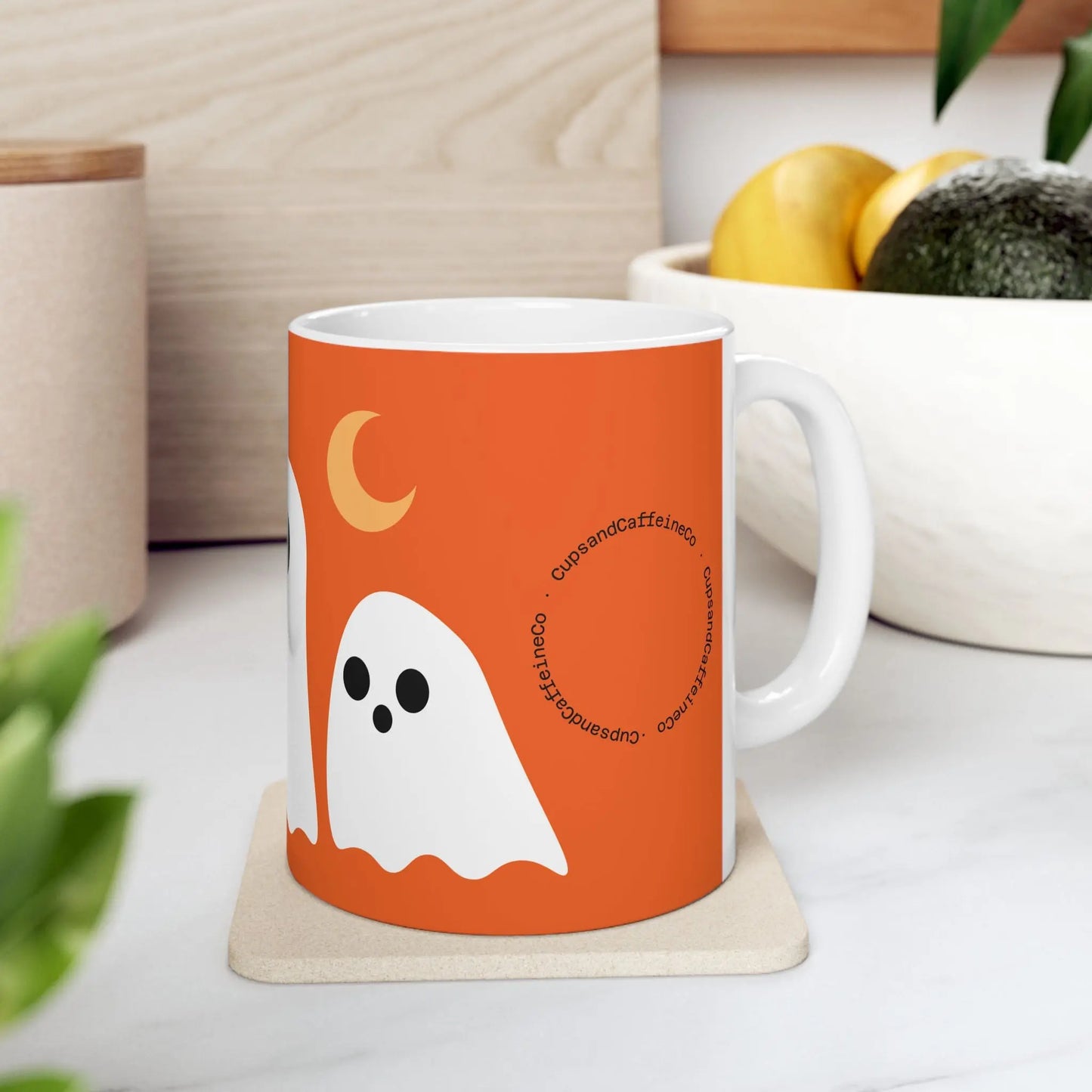 Let's Get Spooky White Version - Cute Halloween Mug 11/15oz - Cups and Caffeine Co.