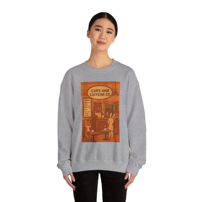 Coffee Shop Unisex Crewneck Sweatshirt | Cozy Gift for Baristas, Cute Animal Print, Fall Apparel Printify