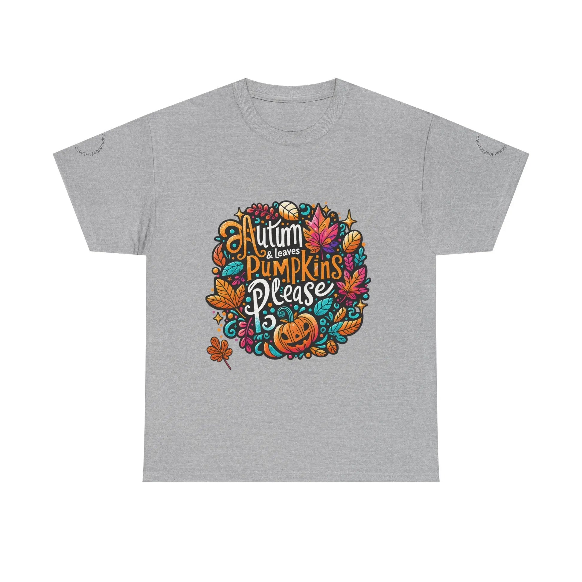 Autumn Leaves & Pumpkins Please Tee - Cups and Caffeine Co.