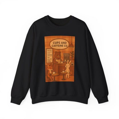 Coffee Shop Unisex Crewneck Sweatshirt | Cozy Gift for Baristas, Cute Animal Print, Fall Apparel Printify