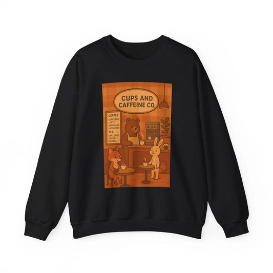 Coffee Shop Unisex Crewneck Sweatshirt | Cozy Gift for Baristas, Cute Animal Print, Fall Apparel, Cute Sweatshirt, Coffee Shop Vibes